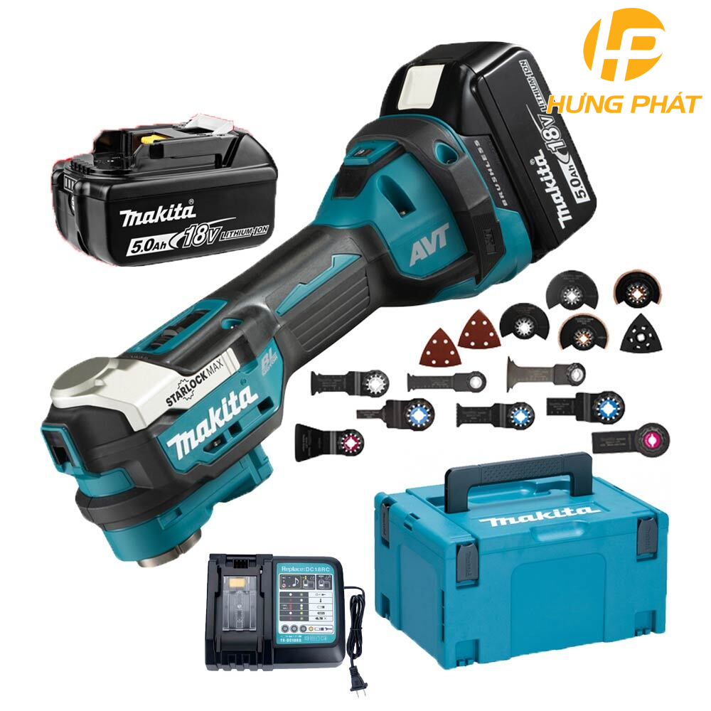 Makita DTM52RTJX2 Multitool Starlock Max 18V 5.0 AH Li-ion in